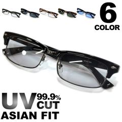 サングラス 伊達メガネ メンズ レディース ハーフリム ブロウ サーモント スクエア 四角 ライトカラーレンズ 薄い色 ブラック グレー スモーク デミ グリーン クリアー 透明レンズ 全6色