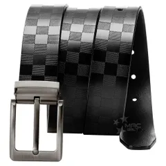 新品 未使用 アウトレット ベルト メンズ 本革 ブランド レザーベルト 革ベルト チェック柄 カジュアル ゴルフ 紳士ベルト OMBA-120-BK-M21