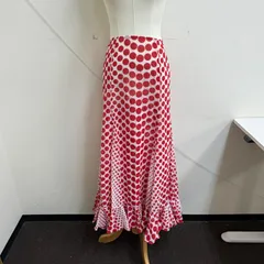 フラメンコ衣装 スカート ファルダ  赤 水玉 ドット柄  フリル 透け感有り
