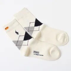 FA26073 未使用 Polo Ralph Lauren ポロ ラルフローレン 靴下 ソックス アーガイル キッズ 子供 18〜20cm オフホワイト 白