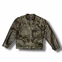 参考上代50800円 personsoul ブラッシュ レザー ジャケット 革ジャン アウター パーソンソウル ブラック M （8513M）