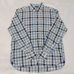 TOMMY HILFIGER トミーヒルフィガー 長袖ボタンダウンシャツ コットン サイズ:XL カラー:ブルー チェック W-74