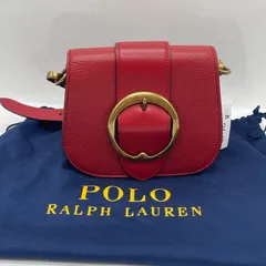 BN7648□ポロラルフローレン POLO RalphLauren レザー ショルダーバッグ レッド