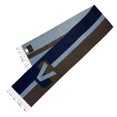 極美品 LOUIS VUITTON ルイヴィトン マフラー Vロゴ ウール カシミヤ グレー