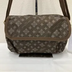 9227　christian olivier　クリスチャンオリビエ　ショルダーバッグ　斜めがけ　紐調節可能　ミニバッグ　ナイロン　総柄　ロゴ　ブラウン系　ポケット多数　ナイロン　軽量　カジュアル