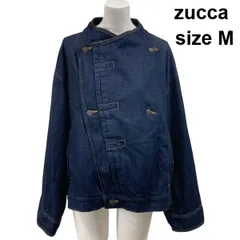 ◇ ズッカ zucca インディゴ染 デニムジャケット 長袖  アシンメトリー オーバーサイズ  ネイビー 綿100% M 9号 レディース S6A495のサムネイル