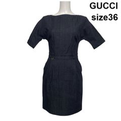 グッチ 麻100% リネンシャツワンピース ドレス イタリア製 極美品 