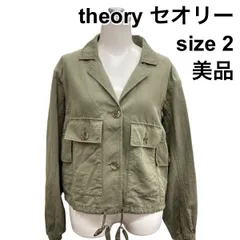 ◇ 美品 セオリー theory ジャケット カーキ 麻 綿 2 M ９号 レディース B6A020