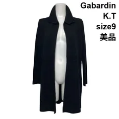 ◇ 美品 ギャバジンケーティー Gabardine K.T ニットコート コーディガン 長袖 ロング丈 オープンフロント 黒 毛100 9 M レディース S6A449