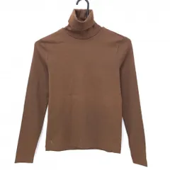 【超美品】ラルフローレン 長袖タートルネックシャツ ブラウン 無地 ハイネック 綿100％ レディース M ゴルフウェア Ralph Lauren