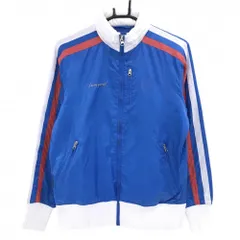 ルコック 中綿ジャケット ブルー×白 袖ライン 光沢カ感 フード収納可 レディース L ゴルフウェア le coq sportif