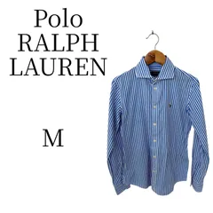 ★美品 Polo
RALPH LAUREN ポロ　ラルフローレン 水色x白
ストライプ 長袖 シャツ・ブラウス M PSP24-22