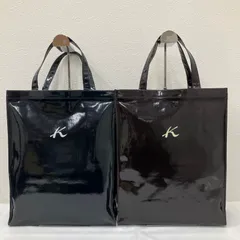 9225 Kitamura　キタムラ　トートバッグ　手提げ　ハンドバッグ　2個セット　エナメル　ネイビー　ブラウン　カジュアル