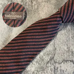 VALENTINO レッド ブラック ストライプ シルク ネクタイ[MSE006]のサムネイル