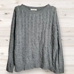 B1346 ショコラフィネローブ chocol raffine robe ニット セーター 長袖 (F) グレー Uネック