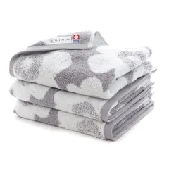 【新着商品】ハートウエル 今治タオル 北欧風ノルディックタオル フェイスタオル 日本製 北欧柄 シンプル ループ付き ループ付きタオル 3枚セット フラワー 花柄 グレー タオルセット