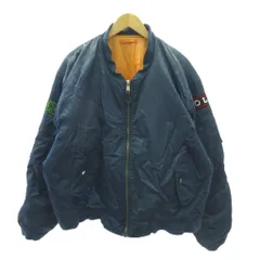 ヴィンテージ VINTAGE MA-1 フライトジャケット ミリタリー 民間 ワッペン バンド XL 紺 ネイビー 1211