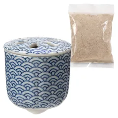 瀬戸焼　ミニ香炉　四海波 (K6167)＋香炉灰セット　お香　練香　香木　空薫　インテリア　愛知県の工芸品