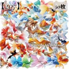 【207】コラージュ素材 フレークシール ステッカー 金魚 魚 夏祭り 夏 装飾 PET ジャンクジャーナル スクラップブッキング デコレーション アルバム 日記 手帳 50枚