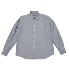 古着 ラコステ LACOSTE 長袖 ストライプ柄 シャツ クリーニング済み ネイビー×ホワイト メンズ サイズ3