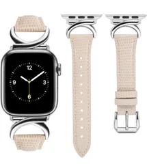 ★コンパチブル Apple Watchバンド アップルウォッチベルト レザー 本革製 レディース 蒸れない 長さ調整 41/40/38/42mm おしゃれ 高級レザーバンド Apple Watch 【Lizard スターライト+ シルバー】