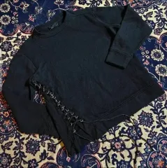 DIESEL ブラック GOLD サイド ストラップ レースアップ スウェット Tシャツ