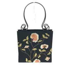 Yukiko Hanai ユキコハナイ ハンドバッグ 和装 メタルハンドル 花 刺繍 サテン プリンセストラヤ ブラック レディース / 240001186486のサムネイル