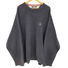 トミーヒルフィガー TOMMY HILFIGER 90S 香港製 ロゴ刺繍コットンニットセーター メンズ  3XL