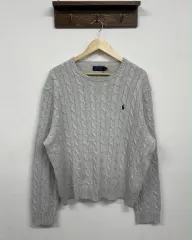 XXL ポロ ラルフローレン ライトグレー コットン ケーブル ニット セーター