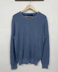 M ポロ ラルフローレン スカイブルー コットン ニット セーター