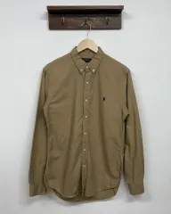 M ポロ ラルフローレン ブラウン スリムフィット シャツ