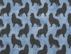 【ゆきちゃん限定】X2663 シェルティ柄 シルエット デニムブルー 1m