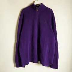 90S 00S POLO RALPH LAUREN ポロ ラルフローレン ハーフジップ ハイネック スウェット トレーナー プルオーバー ビンテージ 紫XXL 710P★4