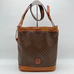 CELINE セリーヌ マカダム バケツ型 巾着ショルダーバッグ ブラウン