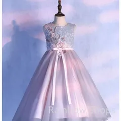 新品未使用子どもドレス ピアノ発表会 ドレス チュールドレス 花柄 刺繍 女の子ドレス 結婚式 演奏会 フォーマル キッズドレス 入学式 撮影用 子ども服 パーティードレス 子供 キッズ 110 120 130 140 150 160cm