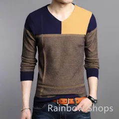 新品未使用ニット Vネックニットセーター メンズ Vネック セーター 長袖 トップス かっこいい シンプル メンズファッション おしゃれ 春