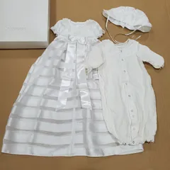 【EL6】ミキハウス ファースト セレモニー ドレス 50-60cm ボーダー柄 箱付き 3点セット　MK11680