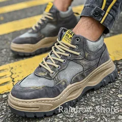 新品未使用 スニーカー ダッドスニーカー メンズ 靴 厚底 ソール ミドルカット 配色 ダッドシューズ おしゃれ カジュアルシューズ メンズスニーカー カジュアル シューズ ワークシューズ 韓国