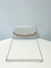 レディースバッグ 【今だけ限定特価】2way クラッチバッグ 結婚式 パーティーバッグ ラインストーン プリーツ 上品 華やか 披露宴 お呼ばれ ショルダーバッグ 日本発送