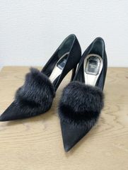 ルイヴィトン モヘア調 パンプス メタリックヒール メタルパーツ 36 1 