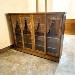 □美品 キャビネット 高級 アンティーク バリ家具 飾り棚 シェルフ