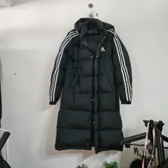 アディダス 3本線 ロングダウンジャケット ブラック