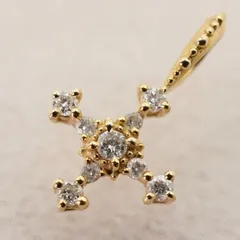 アガット K18 ネックレストップ クロス ダイヤ チャーム/25-3056