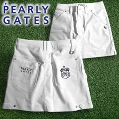 PEARLY GATES パーリーゲイツ ゴルフ Peドビー エンブレム刺繍 クリーンポケット ストレッチ ミニ スカート ゴルフウェア レディース 055-2234692 定価2.3万 ホワイト ▲025▼50728w03