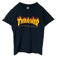 S スラッシャー  スケーター ストリート フレイムロゴ プリント  ブラック 黒 Tシャツ レディース ユニセックス メンズ 古着 半袖 CHM