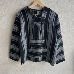 メキシカンパーカー EVAN 古着 民族調 ネイティブ パーカー プルオーバー ブラック キャンプ アウトドア