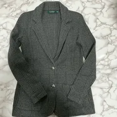 ラルフローレン ローレン ニットジャケット チェック柄 ダークグレー XS テーラード