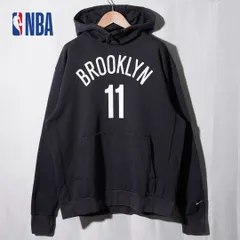 ナイキ NIKE NBA  カイリー アービング パーカー M ブラック BROOKLYN 11 Kyrie Irving 00s ロゴ刺繍 プリント ストリート スポーツミックス バスケ 古着 J812
