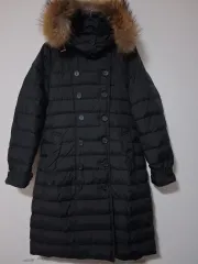 フード ファー ダウンジャケット ロング丈 ブラック 66