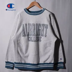 美品 90s USA製 チャンピオン Champion リバースウィーブ REVERSE WEAVE スウェット L 相当 表記 M グレー×ターコイズブルー 刺繍タグ カレッジ オルブライト Vintage ヴィンテージ 古着 G7012